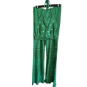 Green Crochet Halter with pants Size XL